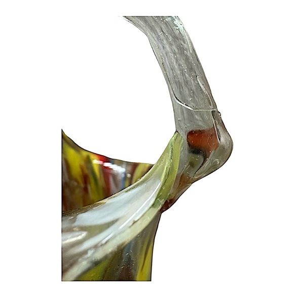 Hand Blown Multicolor Art Glass Pitcher & Basket (set of 2) - Picture 7 of 7